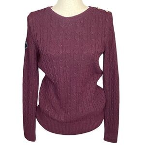 Super dry cable knit women’s pullover sweater size small burgundy